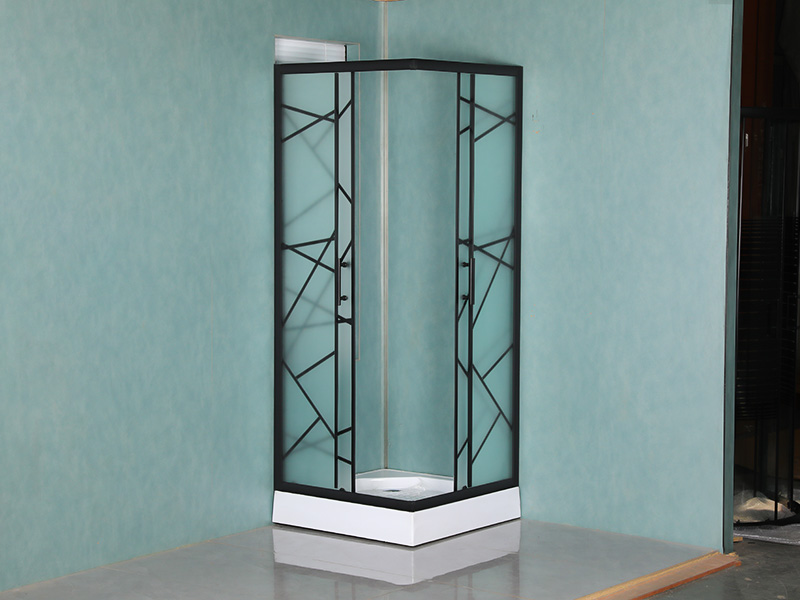 SQ Imber Labens Enclosusre, Matt Tempered Glass Cum Typographia, Nigrum Aluminium Profile, Duplex perforata manubrio cum Tray SQ Imber Labens Enclosusre, Matt Tempered Glass Cum Typographia, Nigrum Aluminium Profile, Duplex perforata manubrio cum Tray