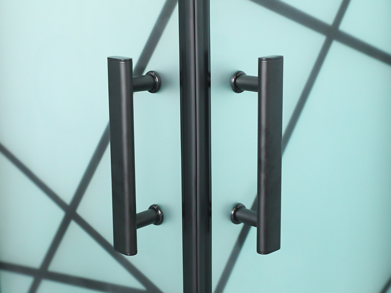 SQ Imber Labens Enclosusre, Matt Tempered Glass Cum Typographia, Nigrum Aluminium Profile, Duplex perforata manubrio cum Tray SQ Imber Labens Enclosusre, Matt Tempered Glass Cum Typographia, Nigrum Aluminium Profile, Duplex perforata manubrio cum Tray