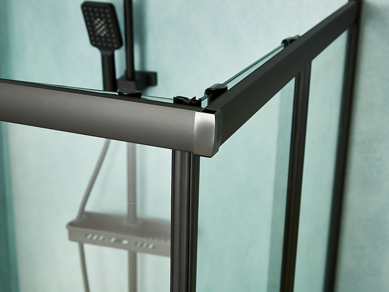 SQ Imber PROLAPSIO Clausura, Vitrum temperatum Serenum, Aluminium Nigrum Profile, Duplex perforata manubrio, cum Tray SQ Imber PROLAPSIO Clausura, Vitrum temperatum Serenum, Aluminium Nigrum Profile, Duplex perforata manubrio, cum Tray