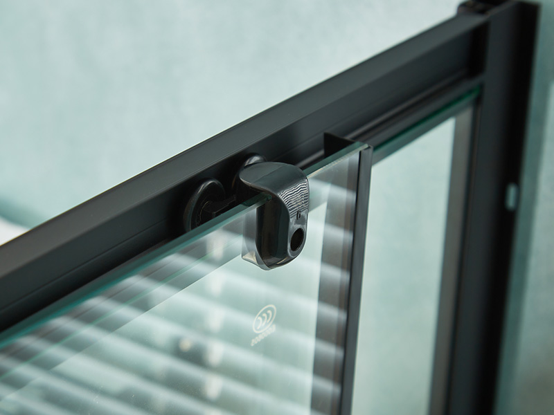 SQ Imber PROLAPSIO Clausura, Vitrum temperatum Serenum, Aluminium Nigrum Profile, Duplex perforata manubrio, cum Tray SQ Imber PROLAPSIO Clausura, Vitrum temperatum Serenum, Aluminium Nigrum Profile, Duplex perforata manubrio, cum Tray