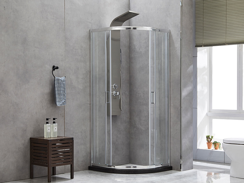 SE Imber clausura illapsum, Vitrum Temperatum Serenum, Chrome Aluminium Profile, Duplex perforata manubrio, Sine Tray
