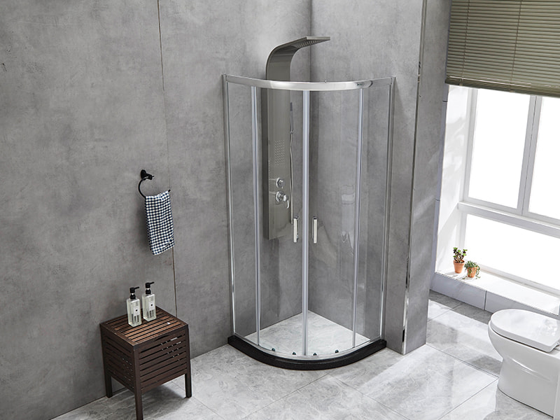 SE Imber clausura illapsum, Vitrum Temperatum Serenum, Chrome Aluminium Profile, Duplex perforata manubrio, Sine Tray SE Imber clausura illapsum, Vitrum Temperatum Serenum, Chrome Aluminium Profile, Duplex perforata manubrio, Sine Tray