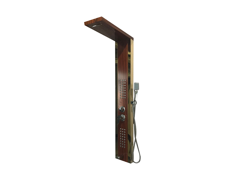 EC-1037 1.2m Height Wooden Golden Steel Shower Panel EC-1037 1.2m Height Wooden Golden Steel Shower Panel