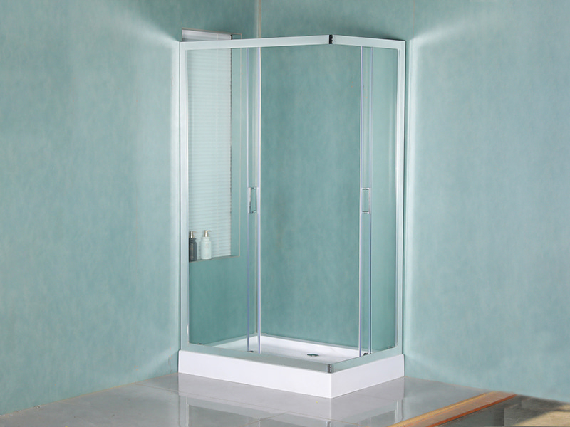 RE PROLAPSIO Imber Clausura, Vitrum Temperatum Serenum, Chrome Aluminium Profile, Duplex perforata manubrio, cum Tray