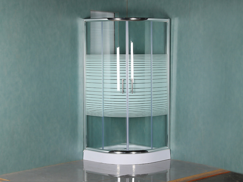 SE PROLAPSIO Shower Claustrum, Vitrum Temperatum Serenum Cum Typographia, Chrome Aluminium Profile, Duplex perforata manubrio cum Tray